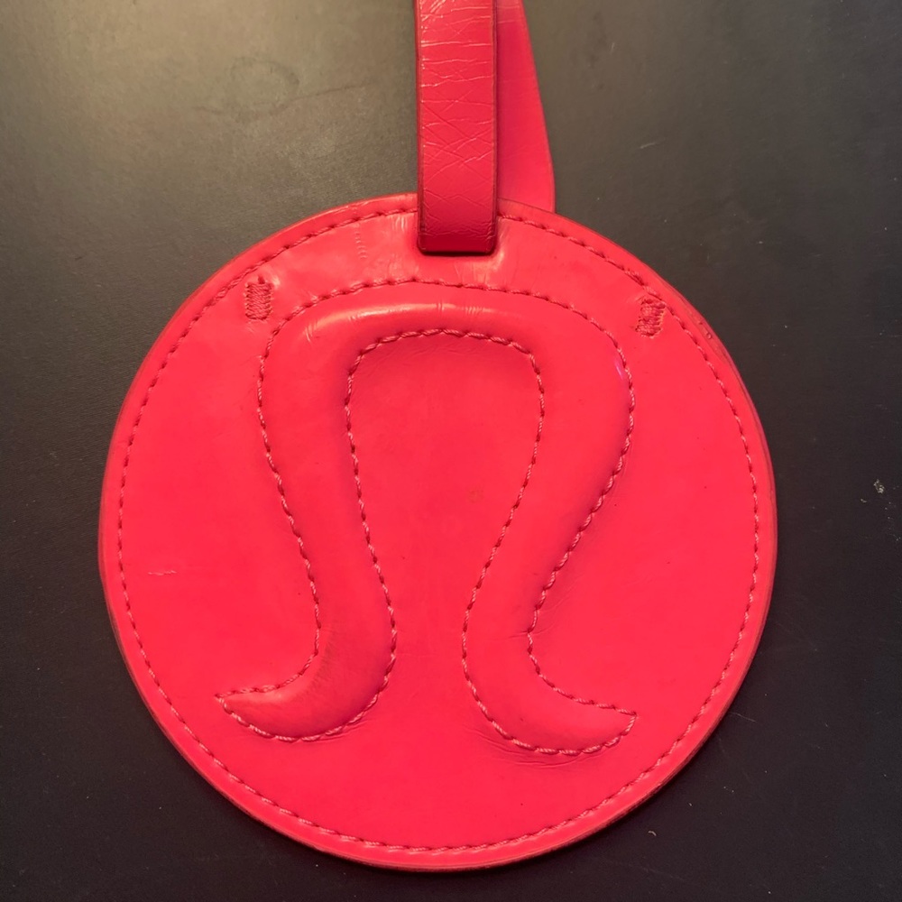 Lulu lemon pink luggage tag